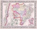 1864 Mitchell Map of Brazil, Bolivia and Chili