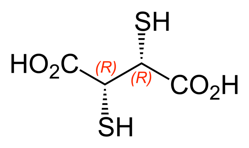 File:(2R,3R)-2,3-dimercaptosuccinic-acid-2D-skeletal-A-configurations-labelled.png
