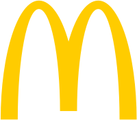 McDonald's logo, two golden arches in a yellow circle