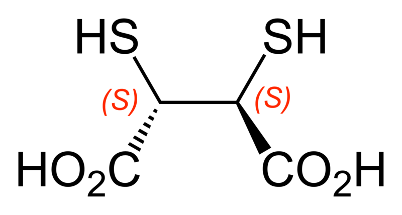 File:(2S,3S)-2,3-dimercaptosuccinic-acid-2D-skeletal-B-configurations-labelled.png