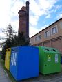 Recycling containers at Gdansk University of Technology, Poland