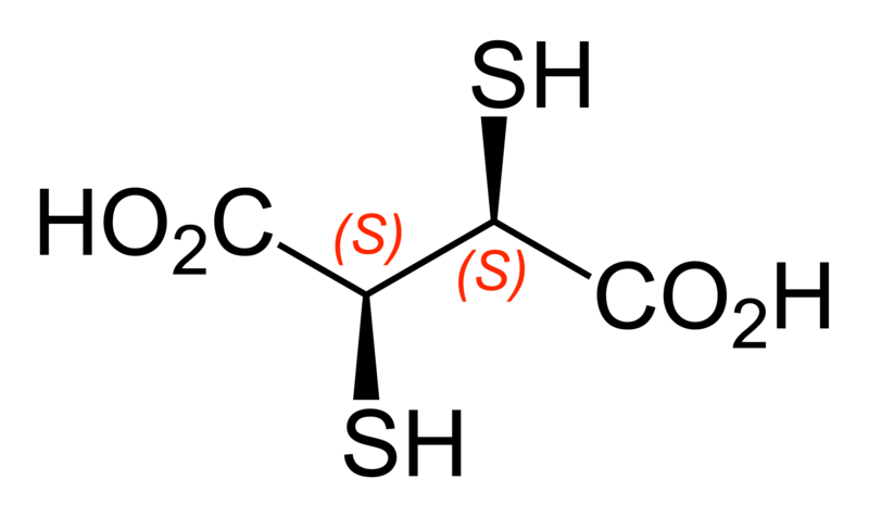 File:(2S,3S)-2,3-dimercaptosuccinic-acid-2D-skeletal-A-configurations-labelled.png