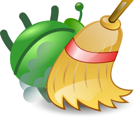 File:Green bug and broom.svg