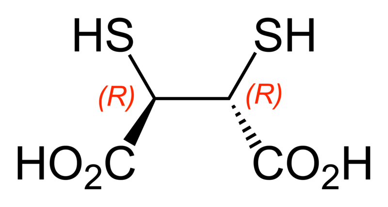 File:(2R,3R)-2,3-dimercaptosuccinic-acid-2D-skeletal-B-configurations-labelled.png